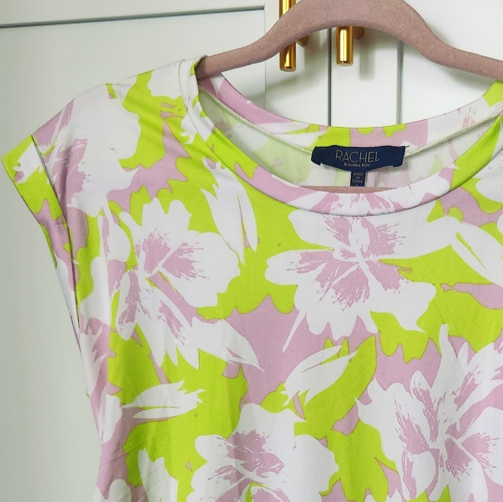 Rachel Zoe Pink and Green Floral Blouse